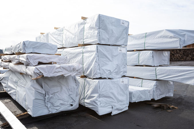 Wrap Protected Glulam Timber to be shipped