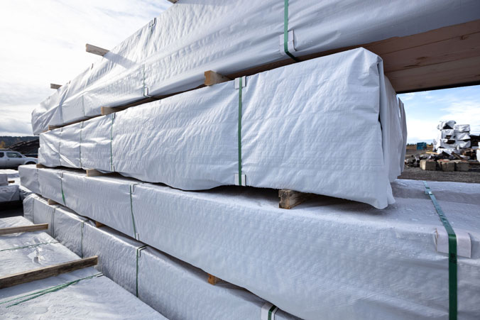 Wrap Protected Glulam Timber to be shipped on a job site